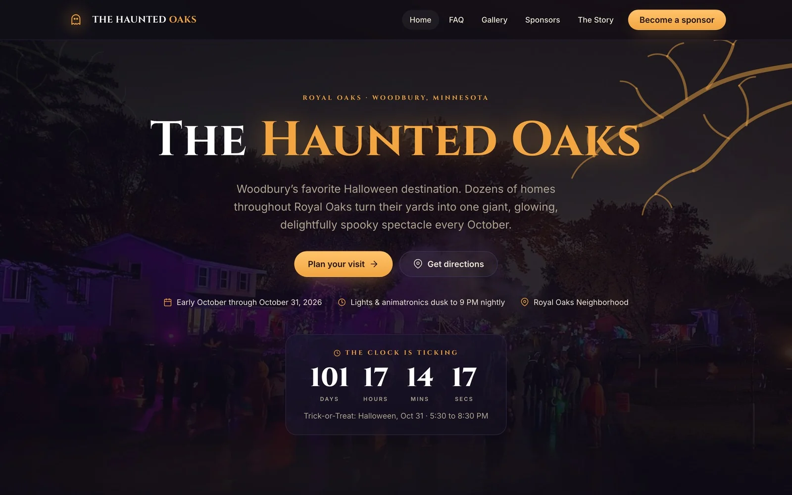 The Haunted Oaks website